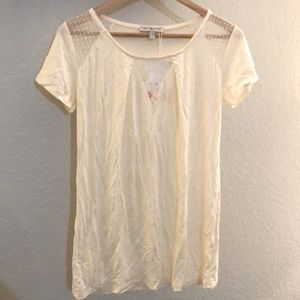 Envie de Fraise Mixed Media Maternity Top in Ecru size US 6/8 Made in France